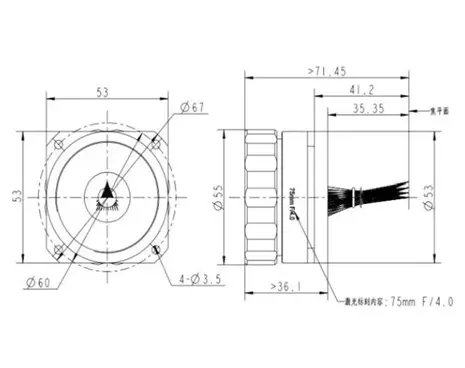 Mid-Wave Infrared Cooled Manual Focus Lens 75mm/F4.0 MAX-MFL7540-3.7